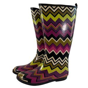 Girls MISSONI Chevron ZigZag Rubber Rain Boots Wellies Sz 3